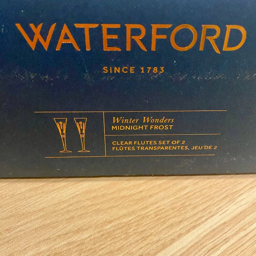 Waterford Crystal Winter Wonders: NEW Pair Midnight Frost Toasting Flutes, 11" - Picture 16 of 16